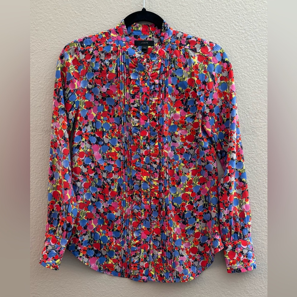 J.Crew Multicolor Floral silk long sleeve blouse Size 000
